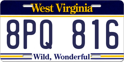 WV license plate 8PQ816