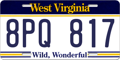 WV license plate 8PQ817