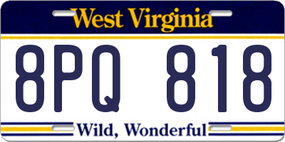 WV license plate 8PQ818