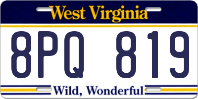 WV license plate 8PQ819