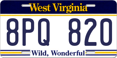 WV license plate 8PQ820