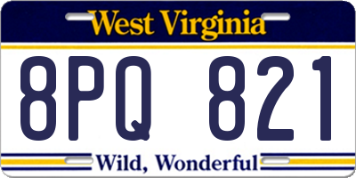 WV license plate 8PQ821