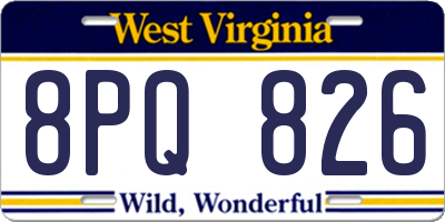 WV license plate 8PQ826