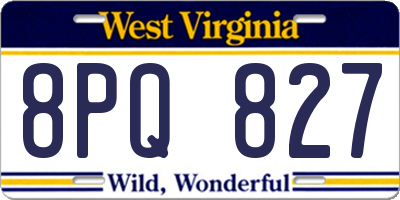 WV license plate 8PQ827