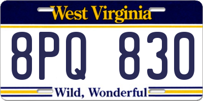 WV license plate 8PQ830