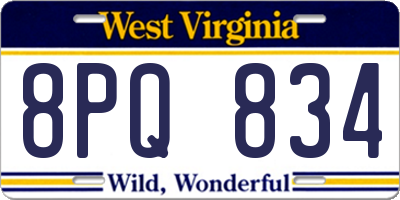 WV license plate 8PQ834