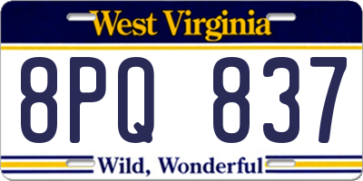 WV license plate 8PQ837