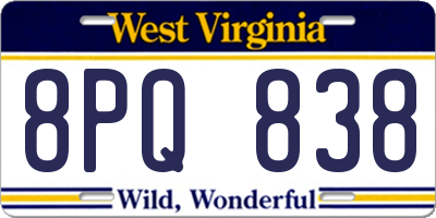 WV license plate 8PQ838