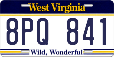 WV license plate 8PQ841
