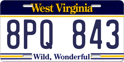 WV license plate 8PQ843