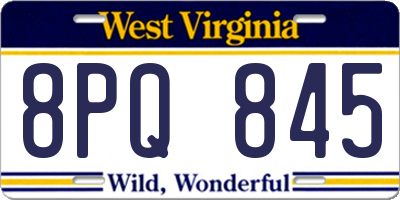 WV license plate 8PQ845