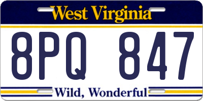 WV license plate 8PQ847