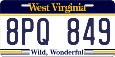 WV license plate 8PQ849