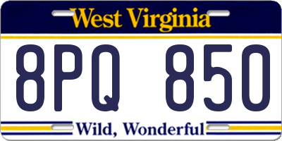 WV license plate 8PQ850