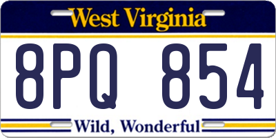 WV license plate 8PQ854