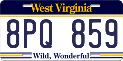 WV license plate 8PQ859