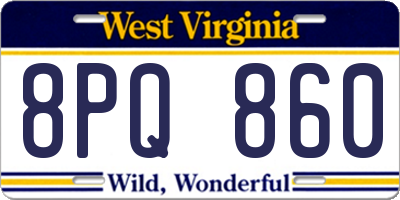 WV license plate 8PQ860
