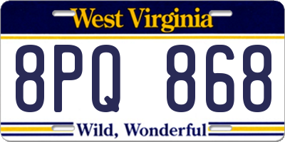 WV license plate 8PQ868