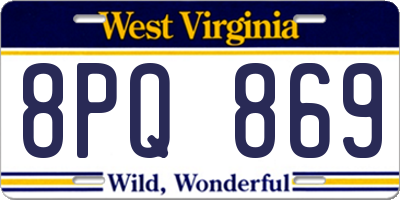 WV license plate 8PQ869