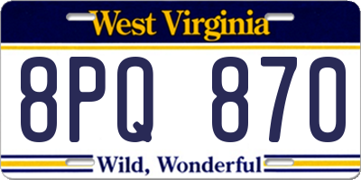 WV license plate 8PQ870