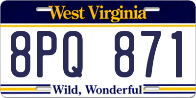 WV license plate 8PQ871
