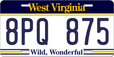 WV license plate 8PQ875