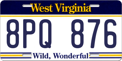 WV license plate 8PQ876