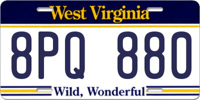 WV license plate 8PQ880