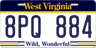 WV license plate 8PQ884