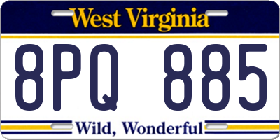 WV license plate 8PQ885