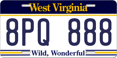 WV license plate 8PQ888