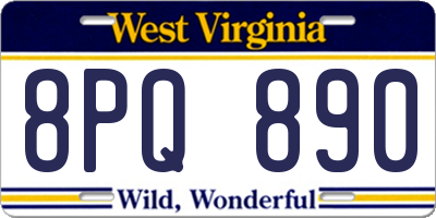 WV license plate 8PQ890