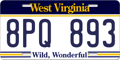 WV license plate 8PQ893