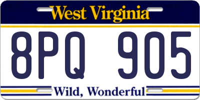 WV license plate 8PQ905