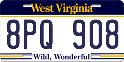 WV license plate 8PQ908