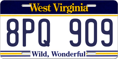 WV license plate 8PQ909