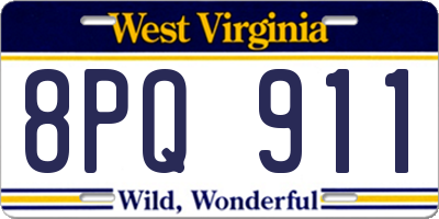 WV license plate 8PQ911