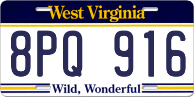 WV license plate 8PQ916