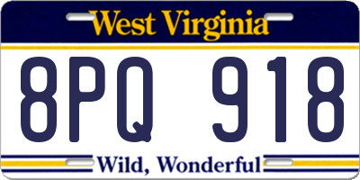 WV license plate 8PQ918