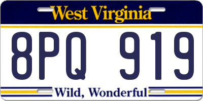 WV license plate 8PQ919