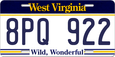 WV license plate 8PQ922