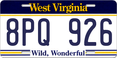 WV license plate 8PQ926