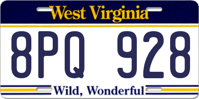 WV license plate 8PQ928