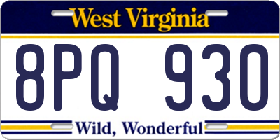 WV license plate 8PQ930