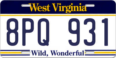 WV license plate 8PQ931