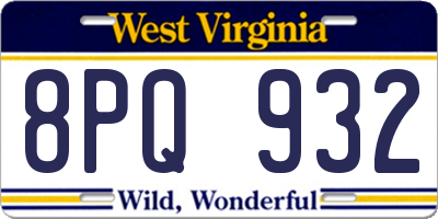 WV license plate 8PQ932