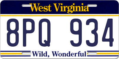 WV license plate 8PQ934