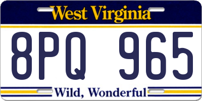 WV license plate 8PQ965
