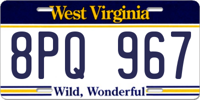 WV license plate 8PQ967