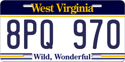 WV license plate 8PQ970